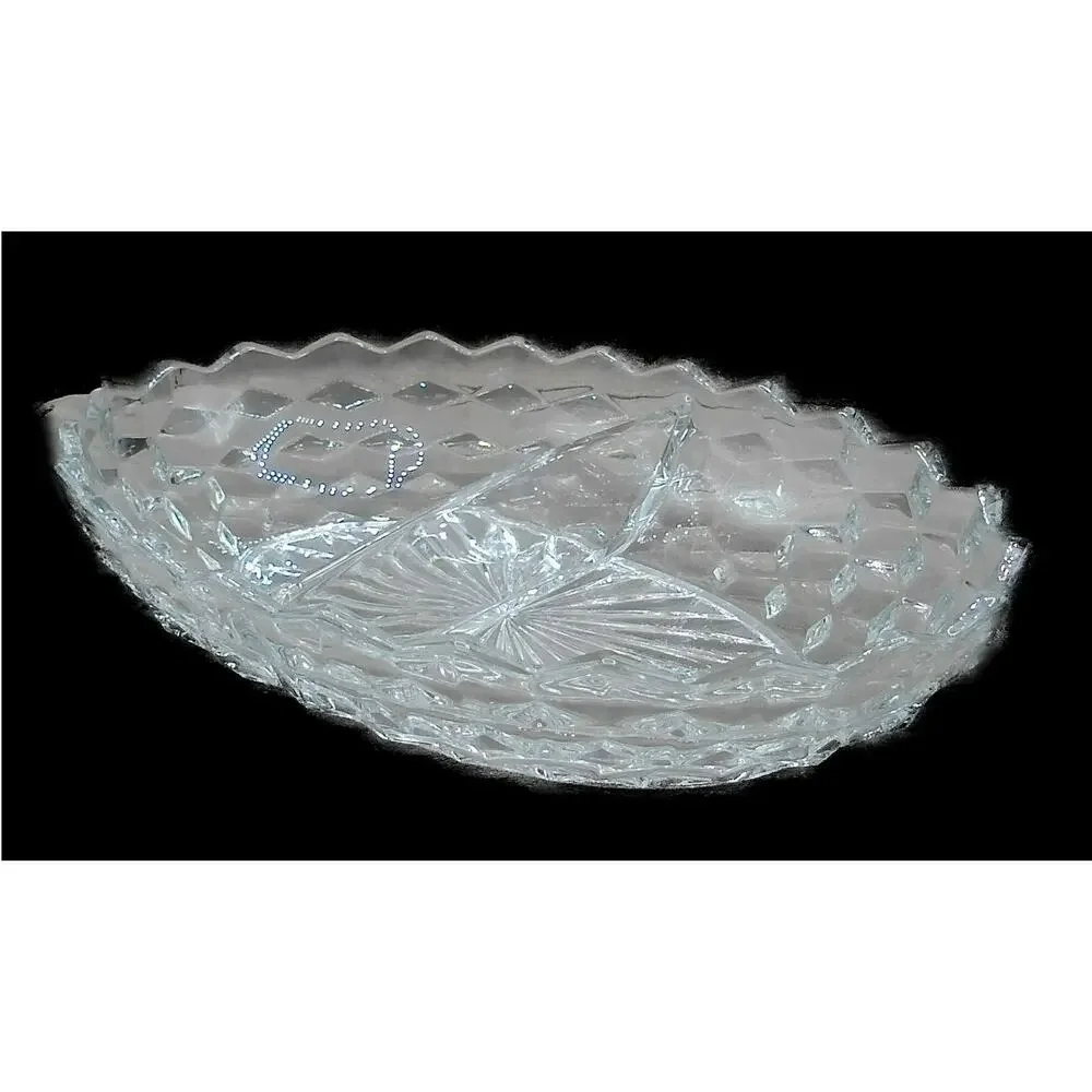Fostoria Divided Oval Vegetable Bowl American Clear (Stem 2056) Vintage Glass